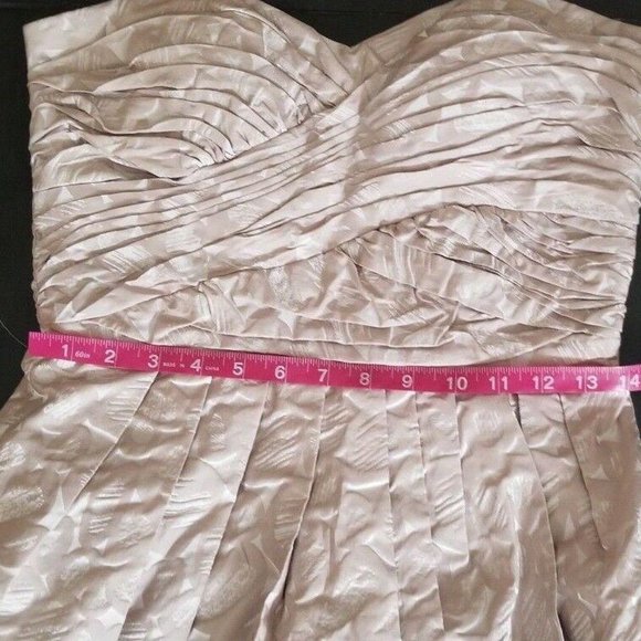Max And Cleo Beige Taffeta Jacquard Strapless Cocktail Prom Dress Size 6 NWT - Picture 13 of 15